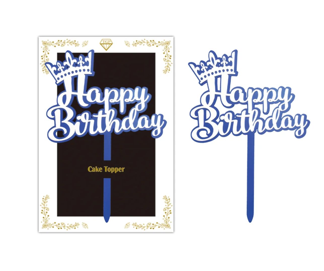 ROYAL BLUE HAPPY BIRTHDAY CAKE TOPPER