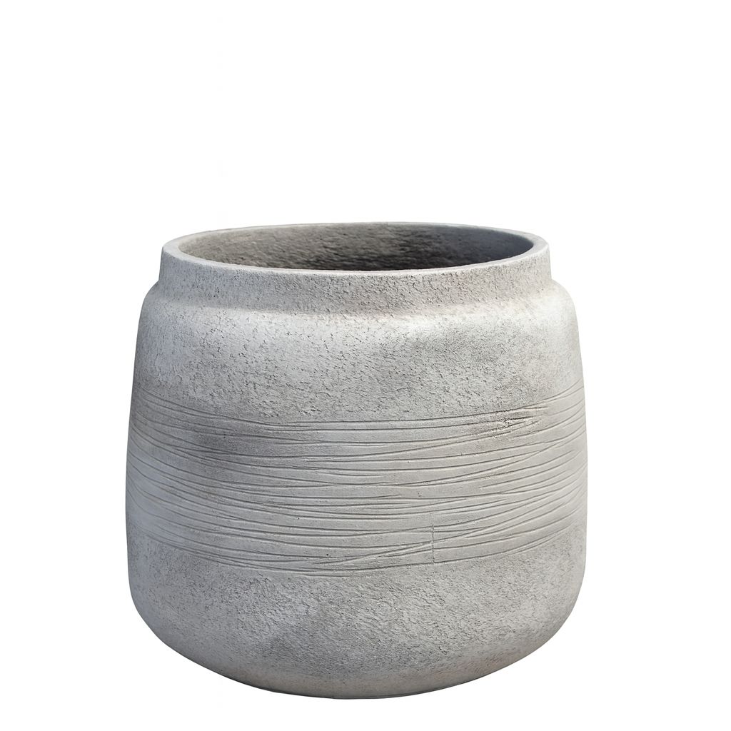17"h x 18.5" GREY CEMENT FLOWER POT
