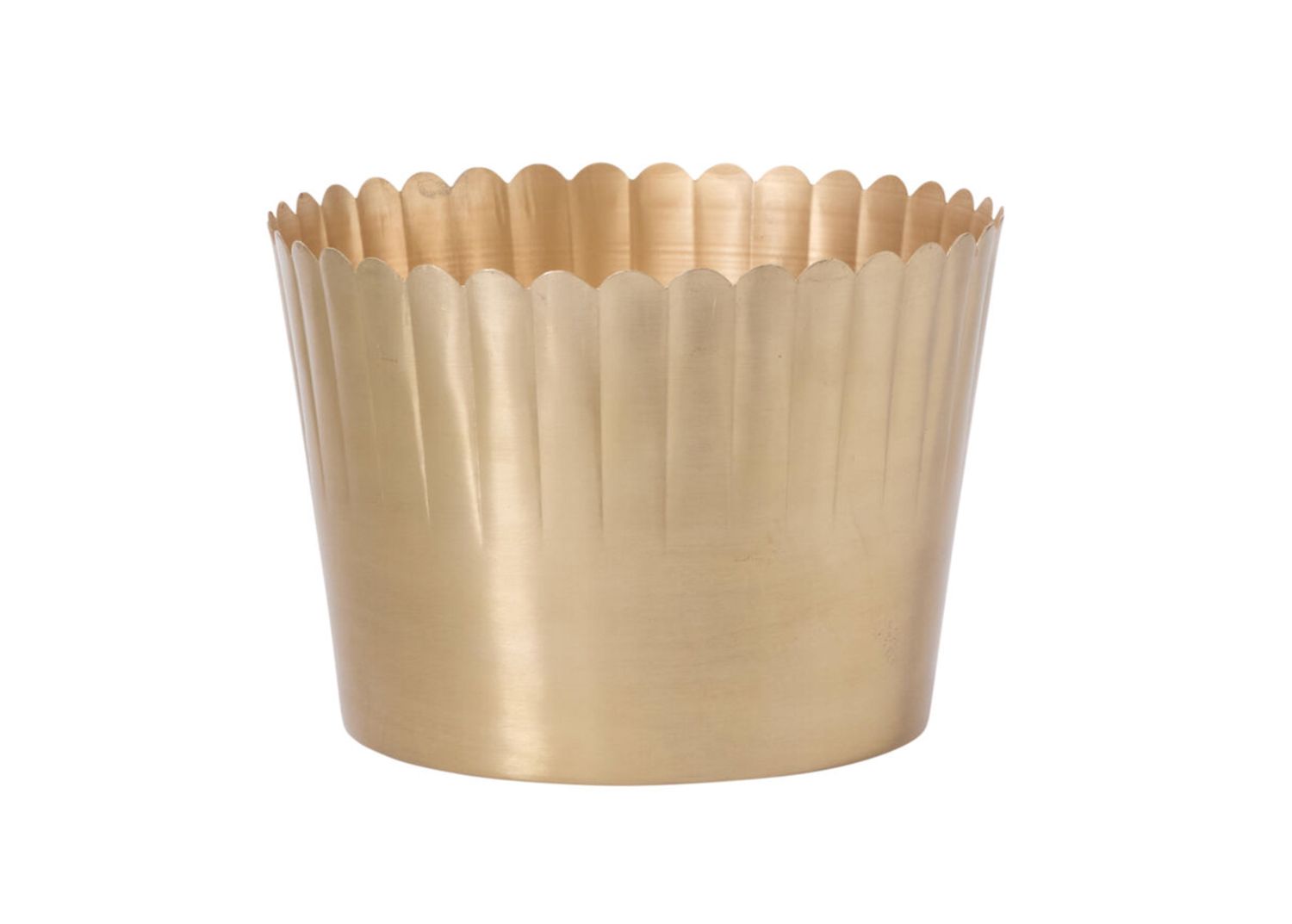 7”H X 10” GOLD METAL SCALLOP DELICATA POT