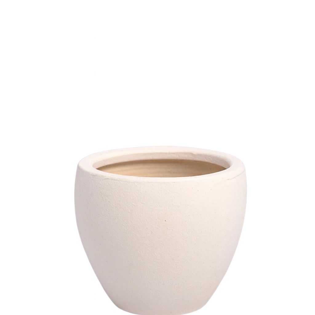 7.25"h x 8" CERAMIC PLANTER  LAVA FINISH WHITE