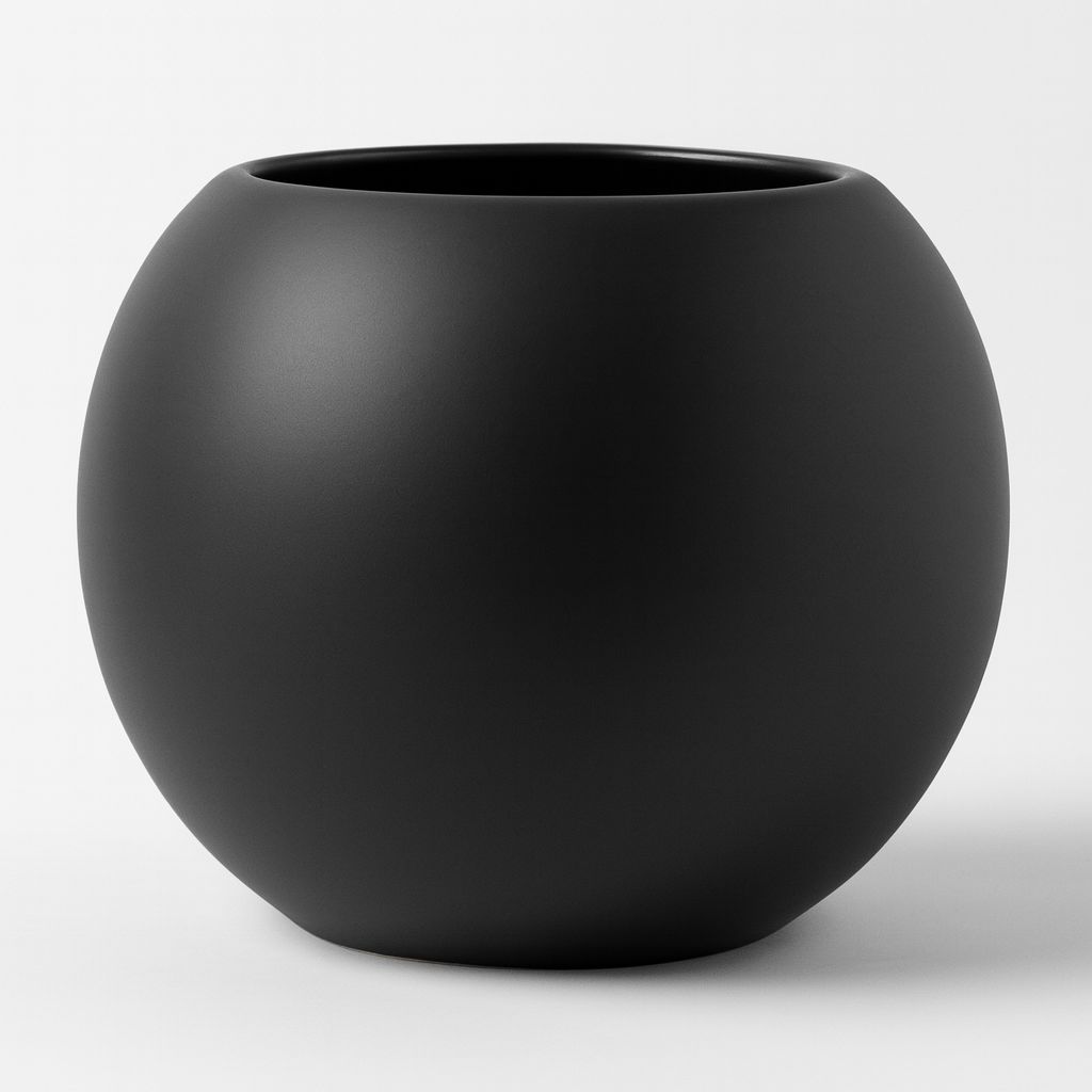 7.5”H X 7.5”D (OPEN 5”) MATTE BLACK CERAMIC BUBBLE/FISH BOWL MATTE FINISH
