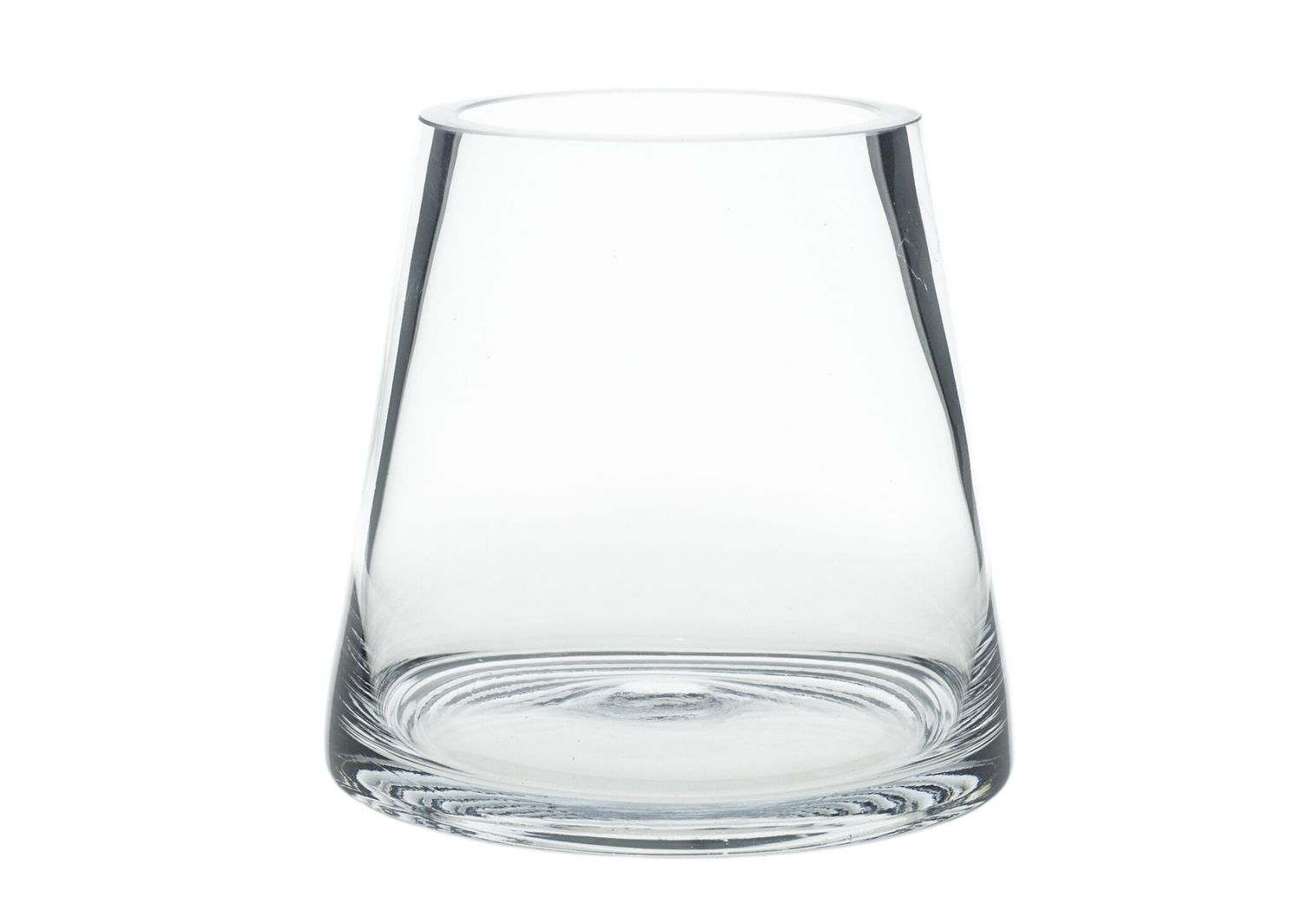 5”H X 5.25” X 4” OPEN FAT PYRAMID GLASS VASE