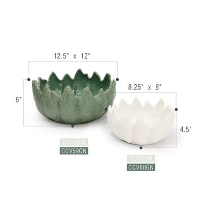 4.5"h x 8.25" WHITE CERAMIC CORONA DISH GARDEN