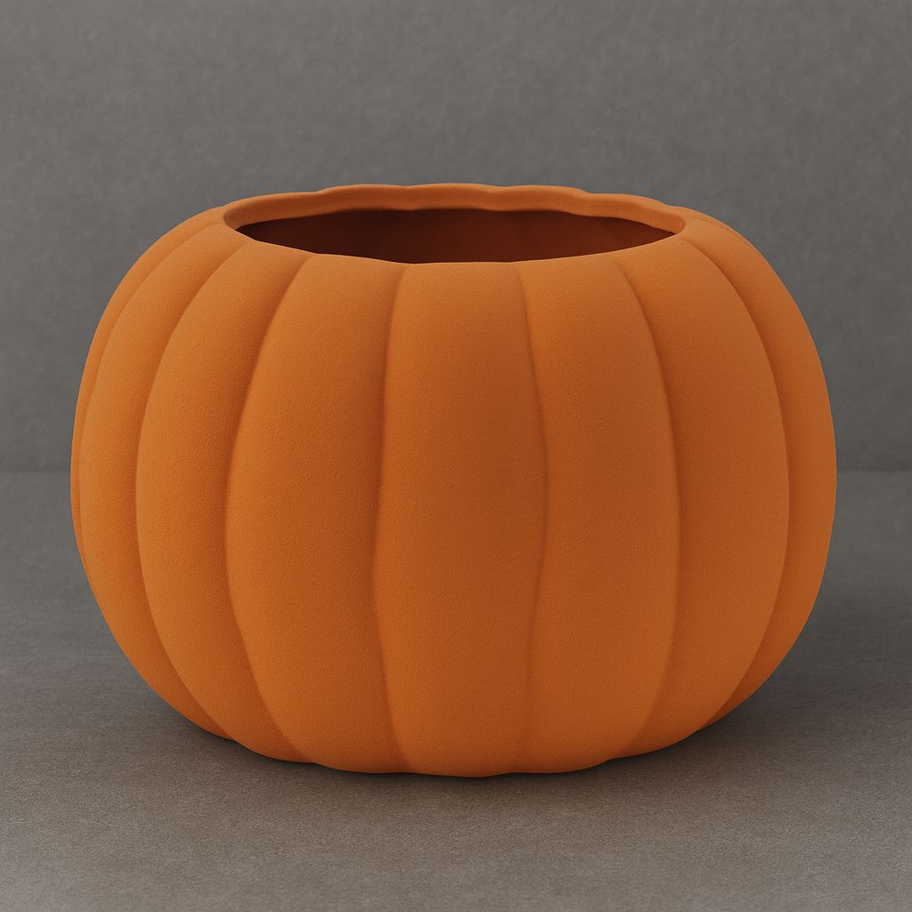 4”H X 5”D (3” OPEN) MATTE ORANGE CERAMIC PUMKIN VASE