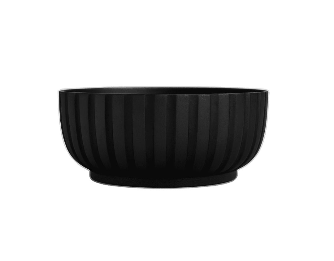8"h x 21" FIBER CLAY RIBBED BOWL PLANTER  BLACK