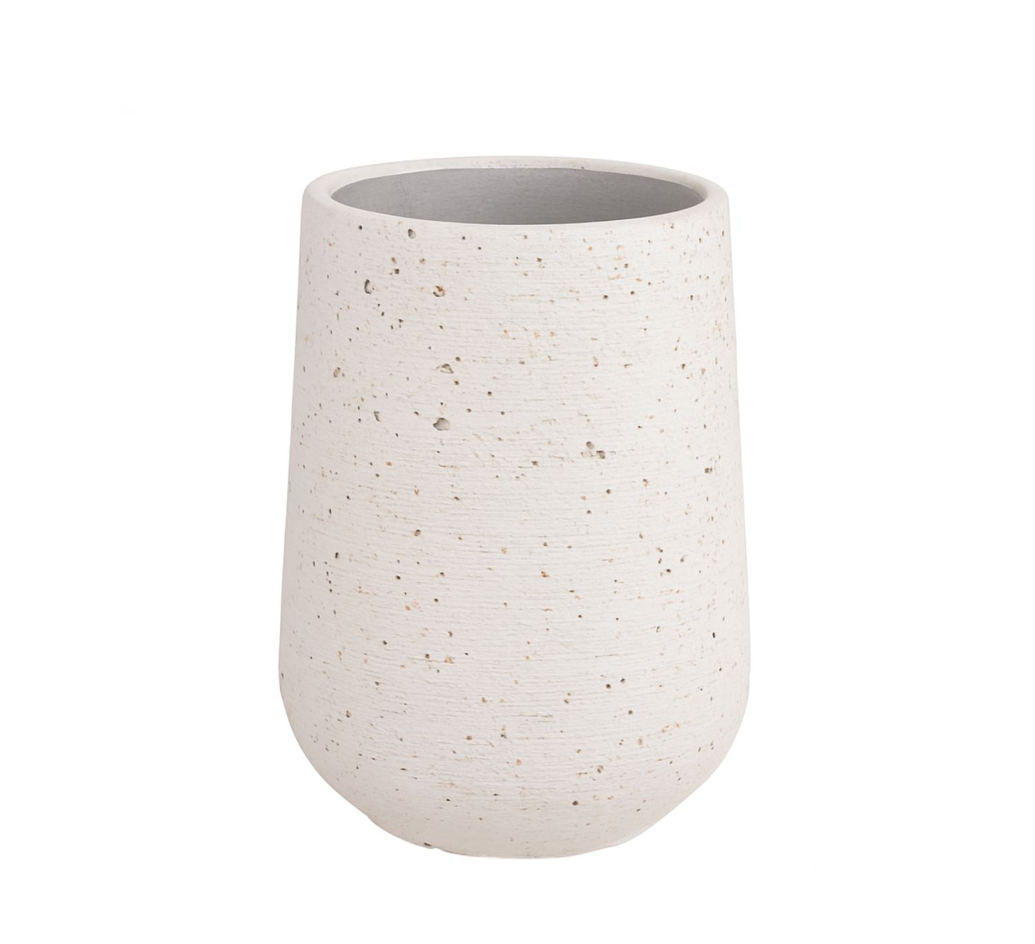15"h x 12" CEMENT FLOWER POT  WHITE