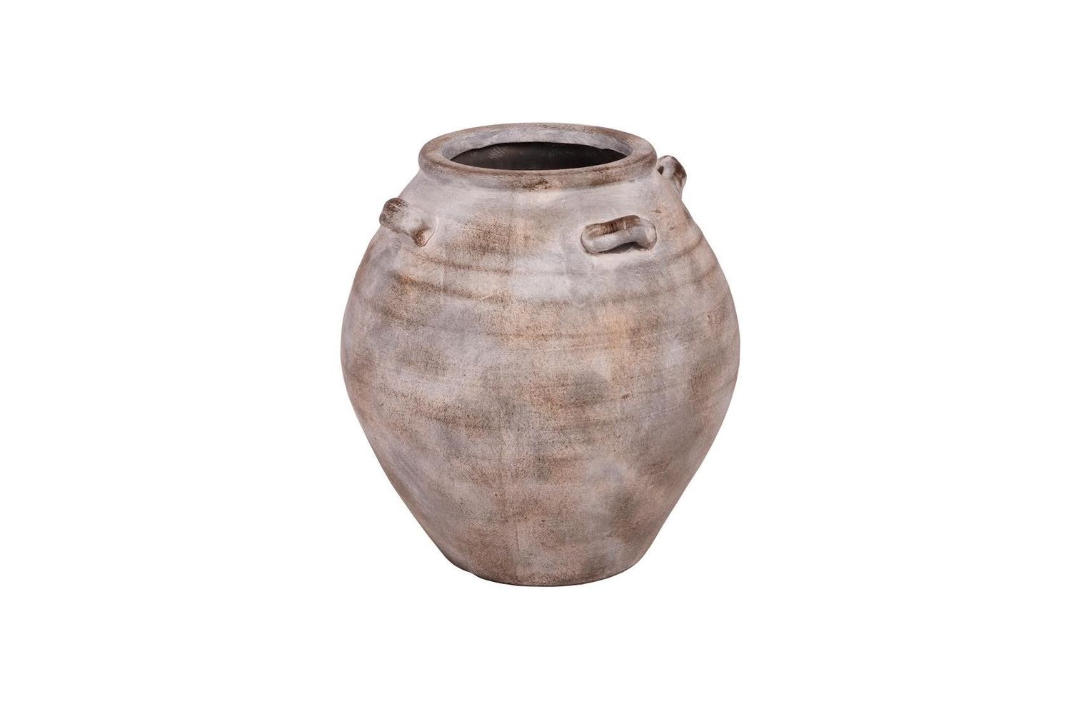 11"h x 10.25" TERRACOTTA VINTAGE VASE WITH HANDLE FINISH VINTAGE SMALL GREY