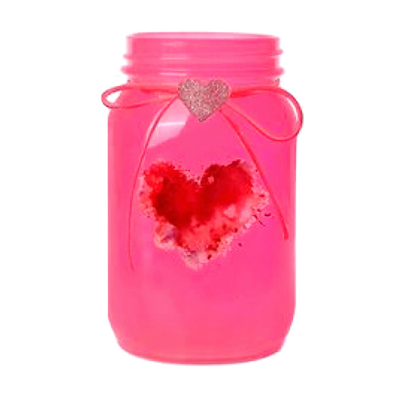 PINK GLASS JAR W HEART, NO DISCOUNT