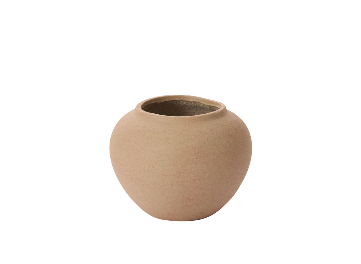 4.5”H X 5.5” TAN CERAMIC KASTANOS VASE