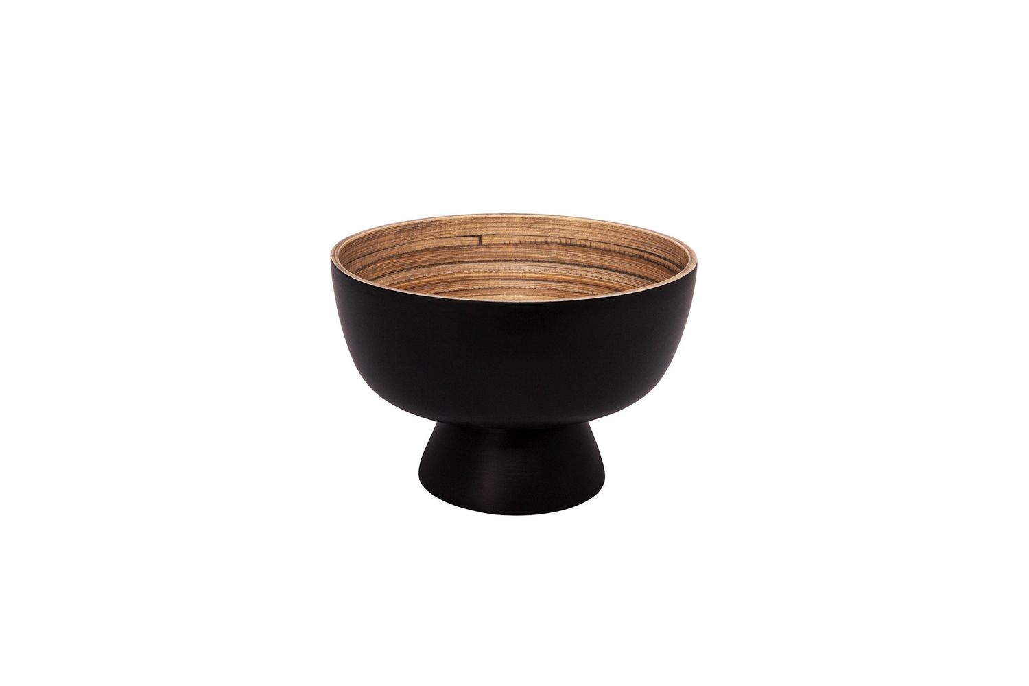 6.5”H X 10” MATTE BLACK BAMBOO LAQUER COMPOTE (NOT WATER TIGHT)