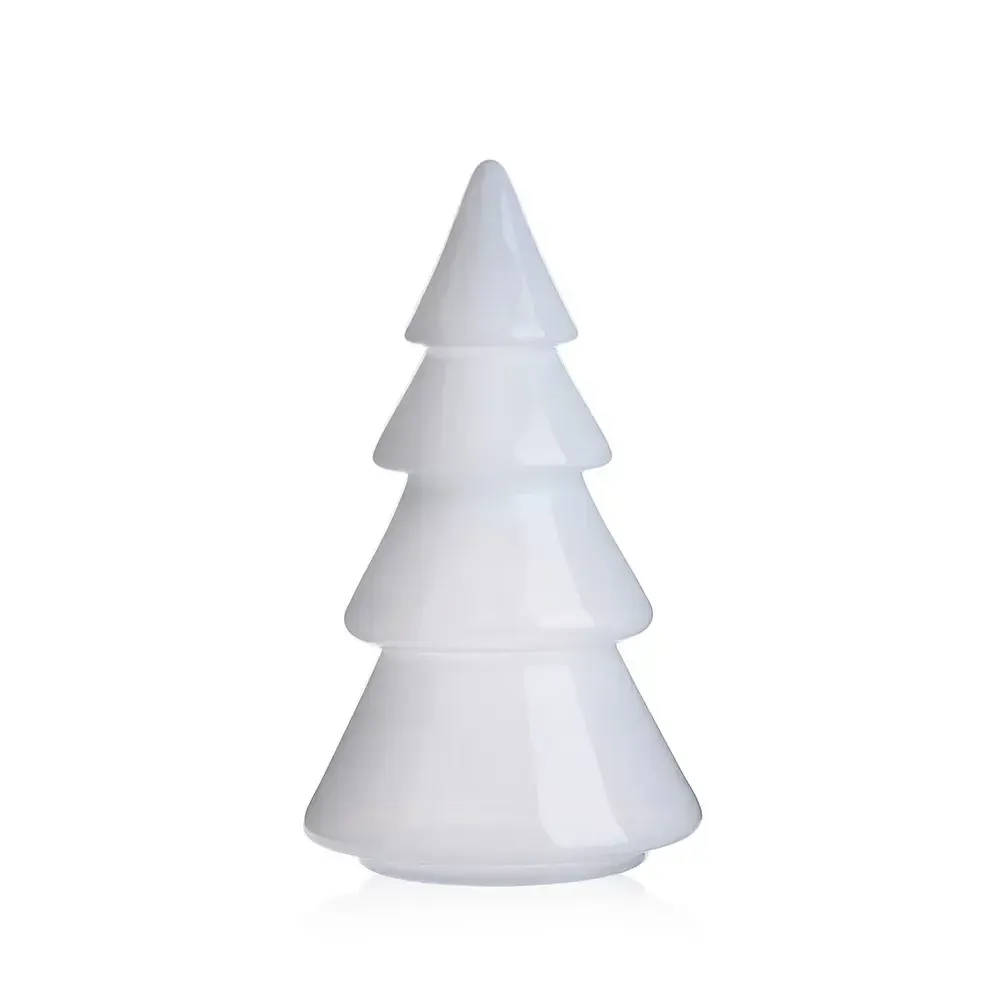 16”H X 9” WHITE GLASS CHRISTMAS TREE