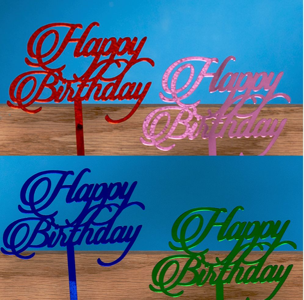 4.5"W X 3"H ACRYLIC "HAPPY BIRTHDAY " PICK