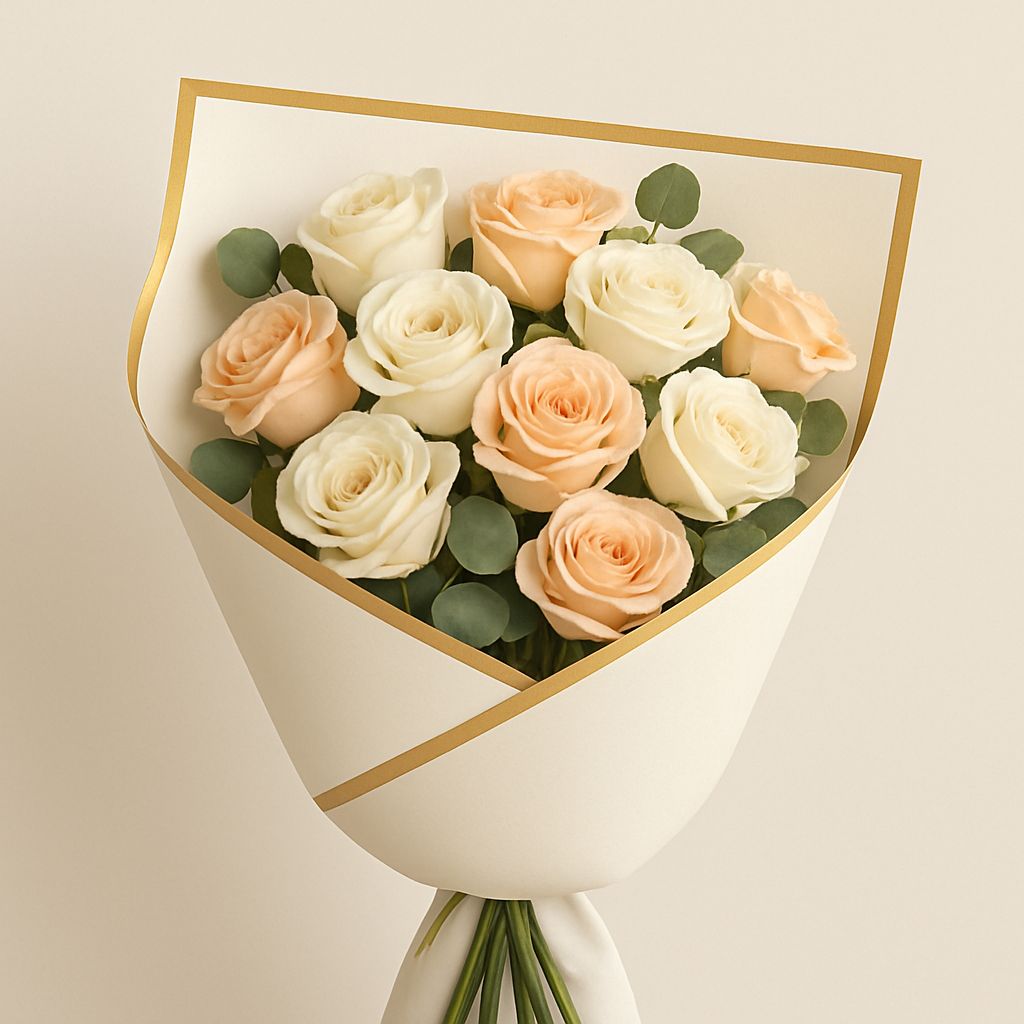 21.5” X 21.5” WHITE W/ GOLD KOREAN FLORAL WRAPPING PAPER 20 per pack #30