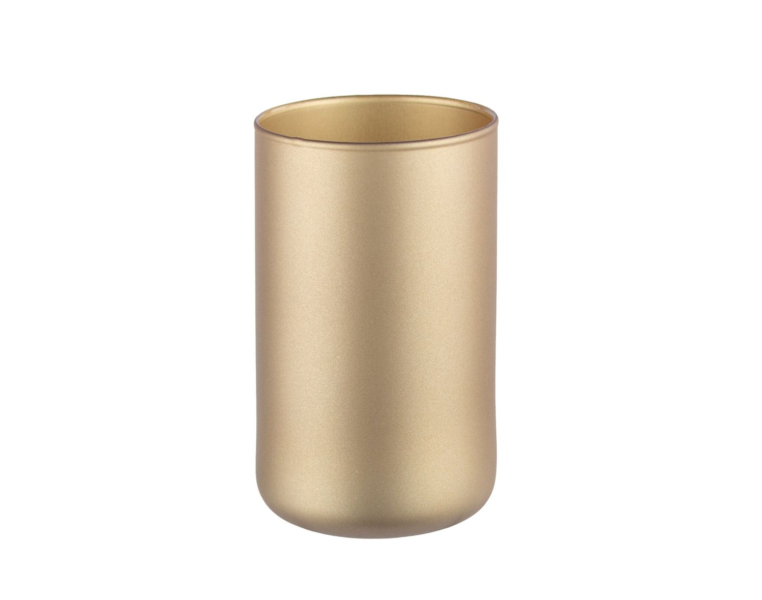 8”h x 5” MATTE METALLIC GOLD GLASS CYLINDER