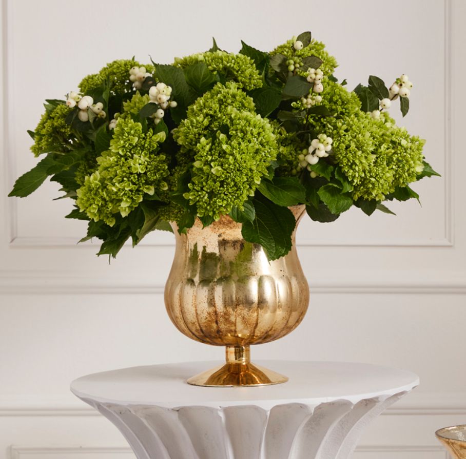 6.75”H X 6.25” GOLD MERCURY GLASS RAPHAEL URN