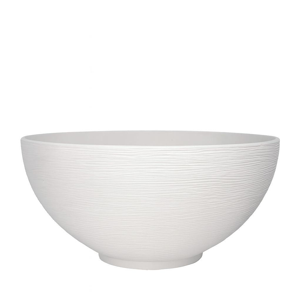 9"h x 17.75" FIBERCLAY RIBBED HORI PLANTER  WHITE