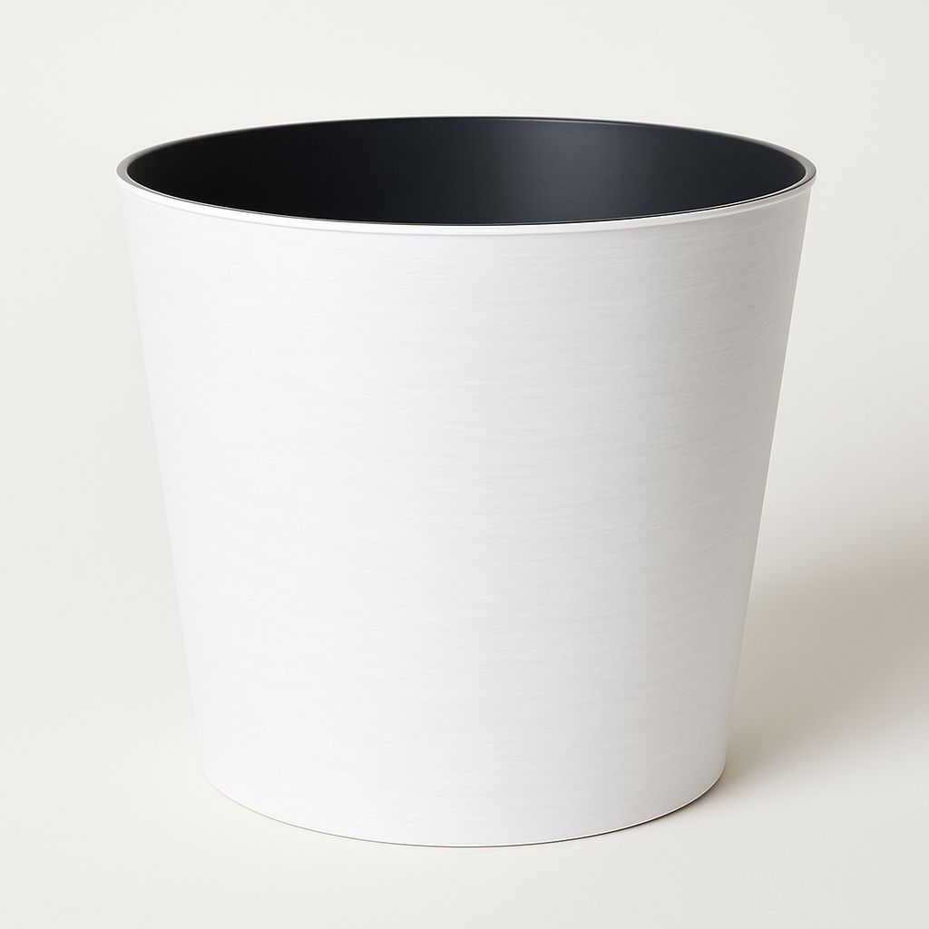 4.5”H X 4.75” WHITE PLASTIC TAPERED CYLINDER