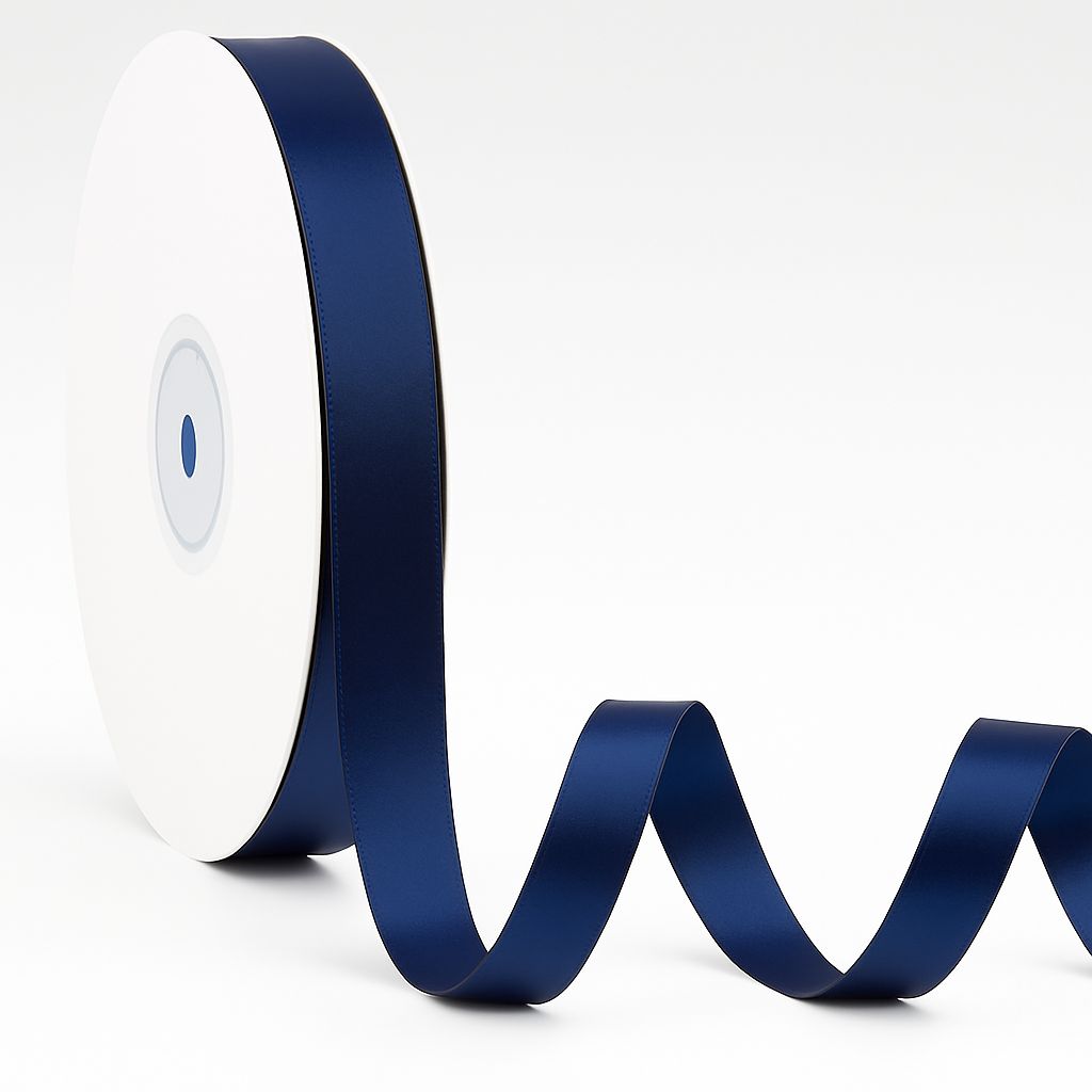 3/8" X 50 YDS NAVY BLUE DOUBLE FACE RIBBON