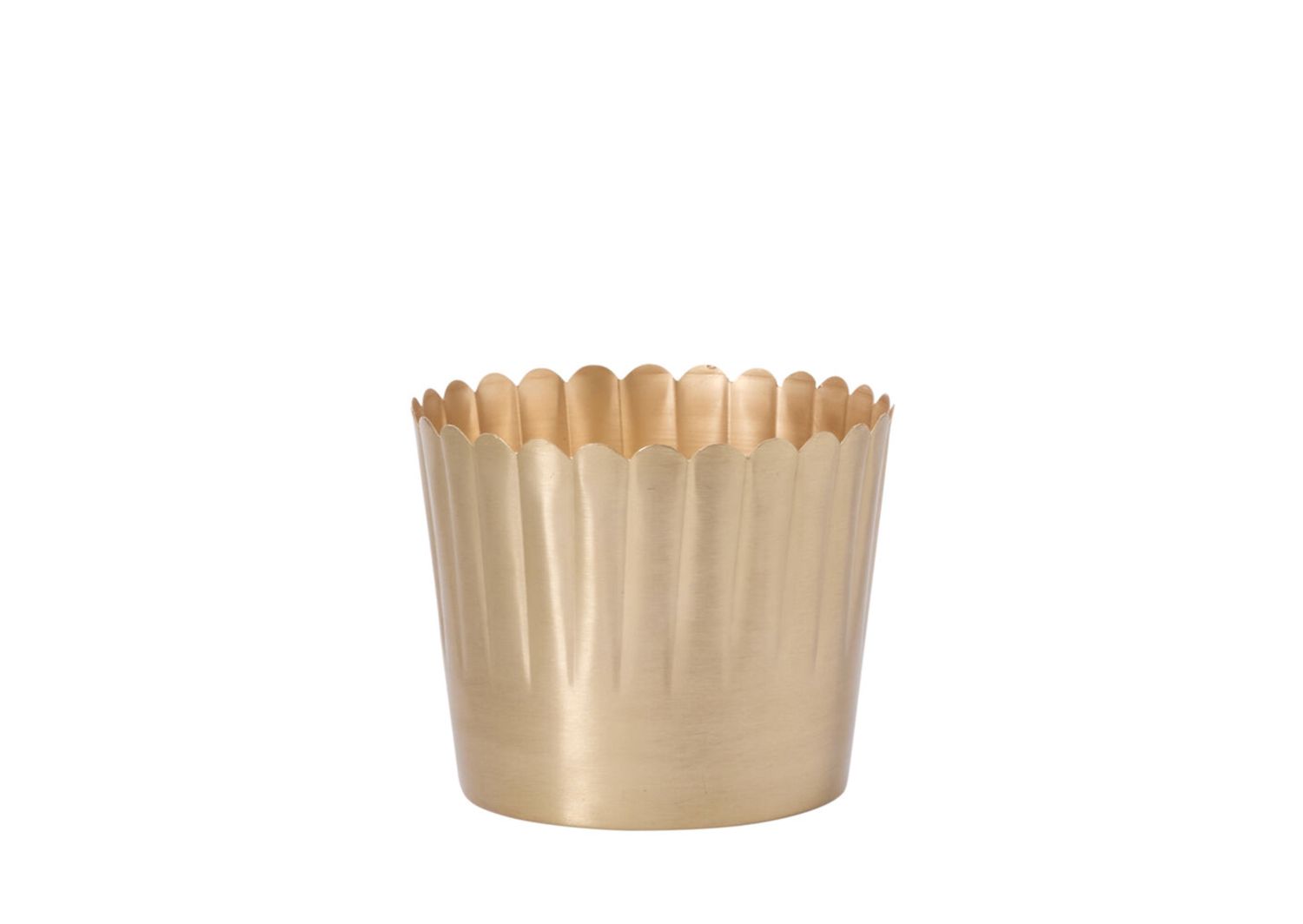 6”H X 7.5” GOLD METAL SCALLOP DELICATA POT