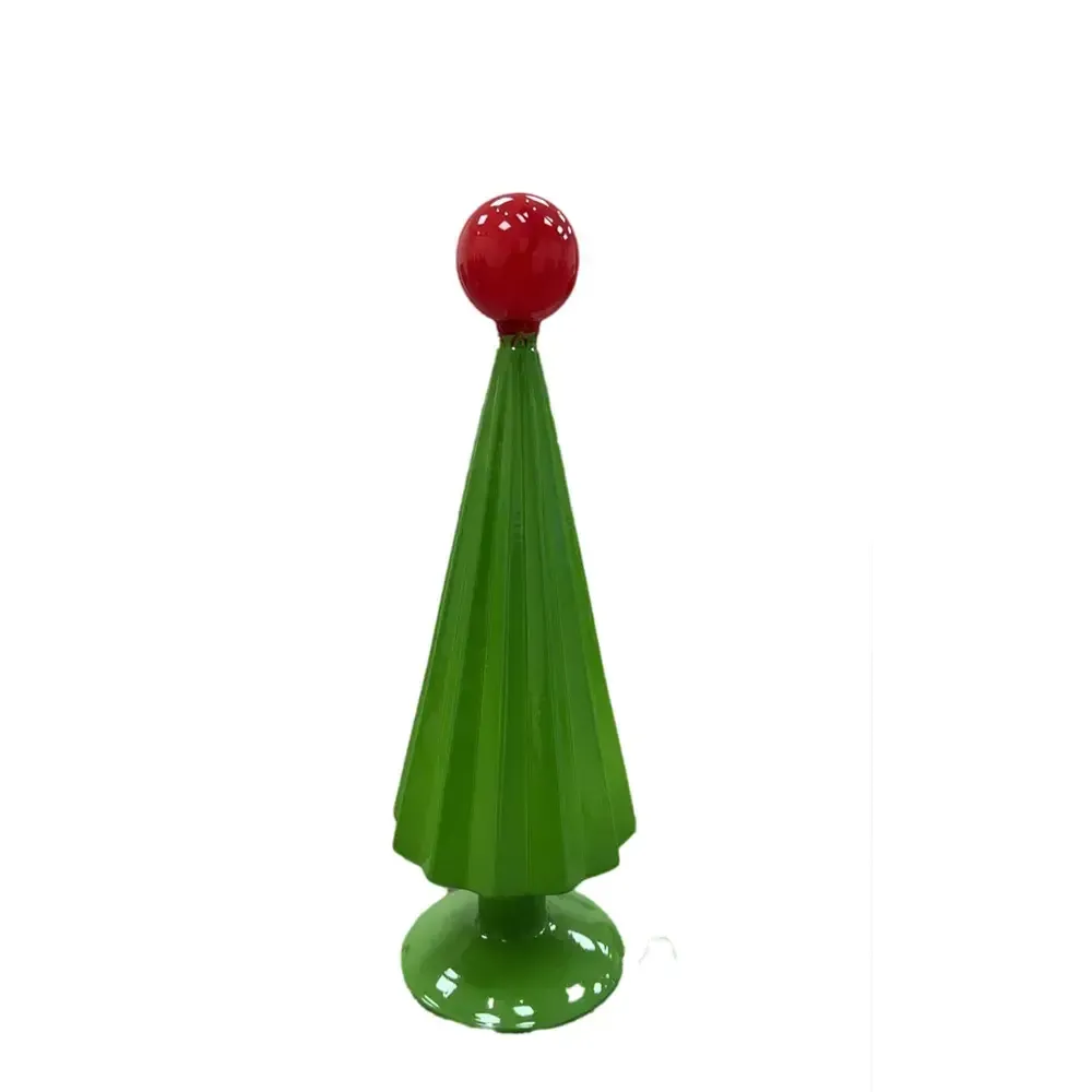 10”H X 3.5” GREEN GLASS CHRISTMAS TREE