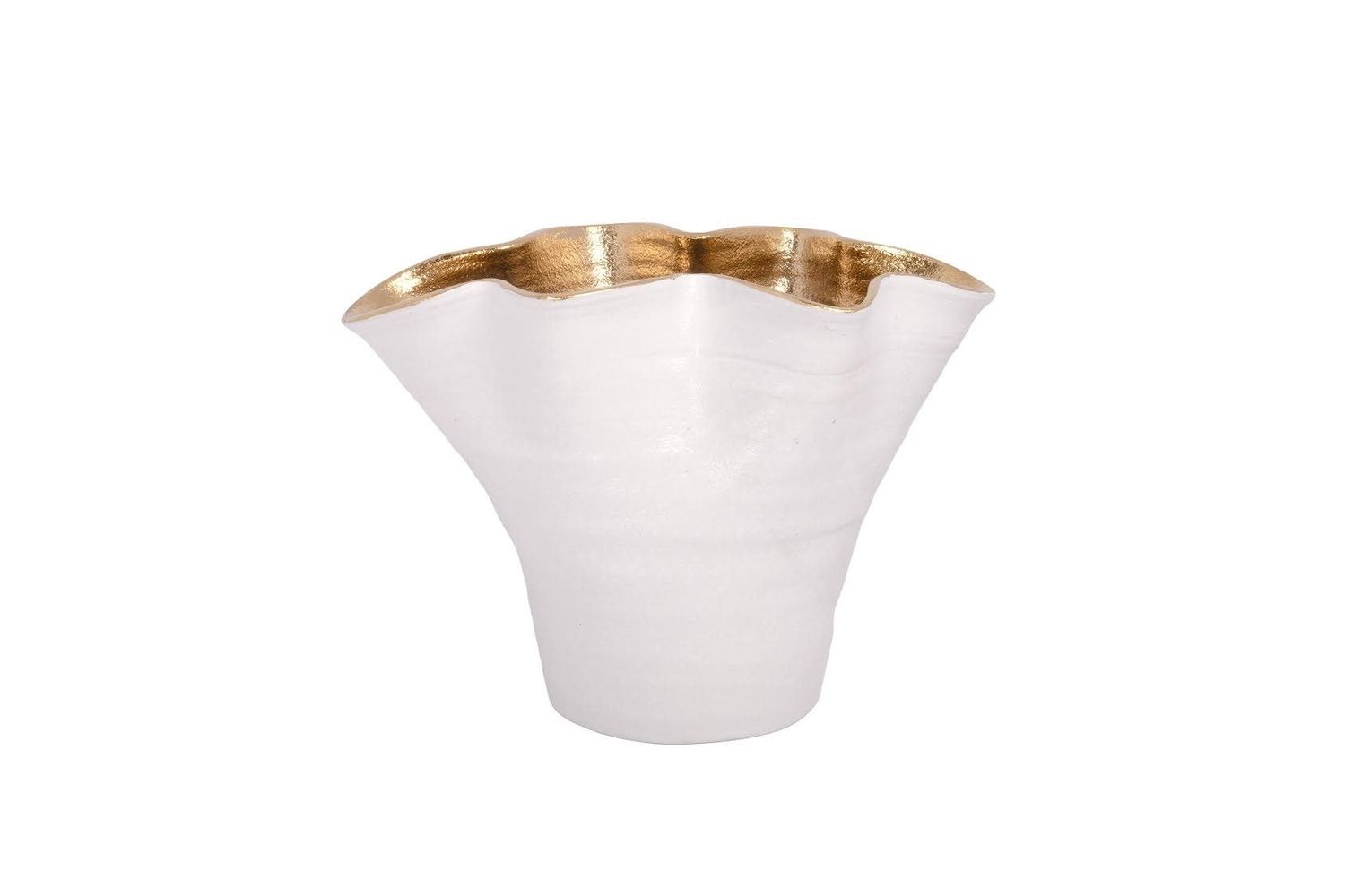 10.5"h x 14.5" x 9.5" CERAMIC LILY BLOOM VASE WHITE