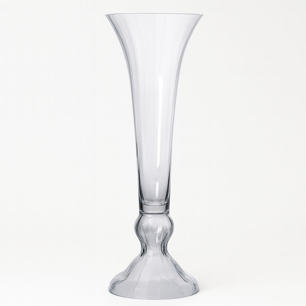 30”H X 10” CLEAR TRUMPET VASE