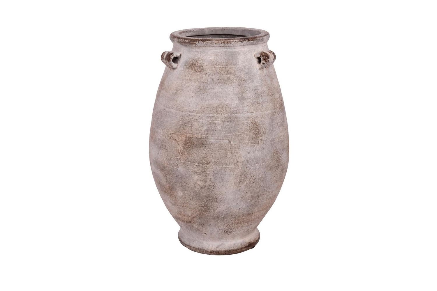 14"h x 9" TERRACOTTA VINTAGE VASE WITH HANDLE FINISH VINTAGE LARGE GREY