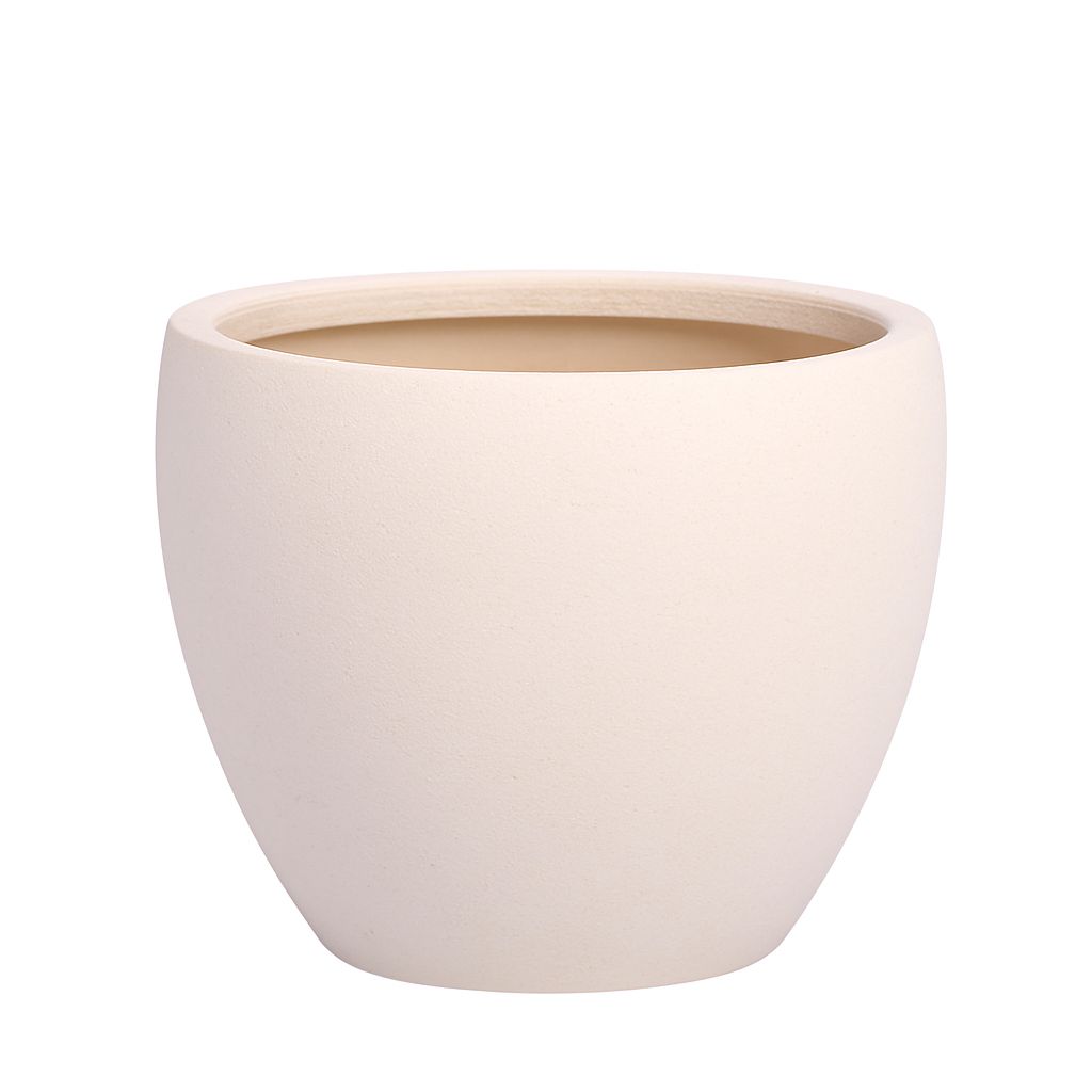 10.75"h x 13" CERAMIC BOWL PLANTER  LAVA FINISH WHITE