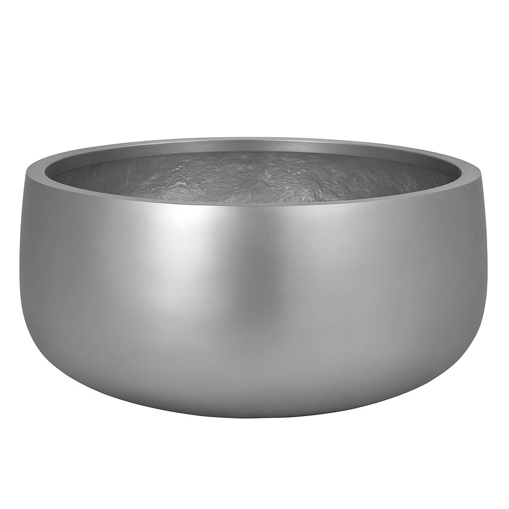 9.75"h x 19.5" FIBERCLAY BOWL PLANTERS  SILVER