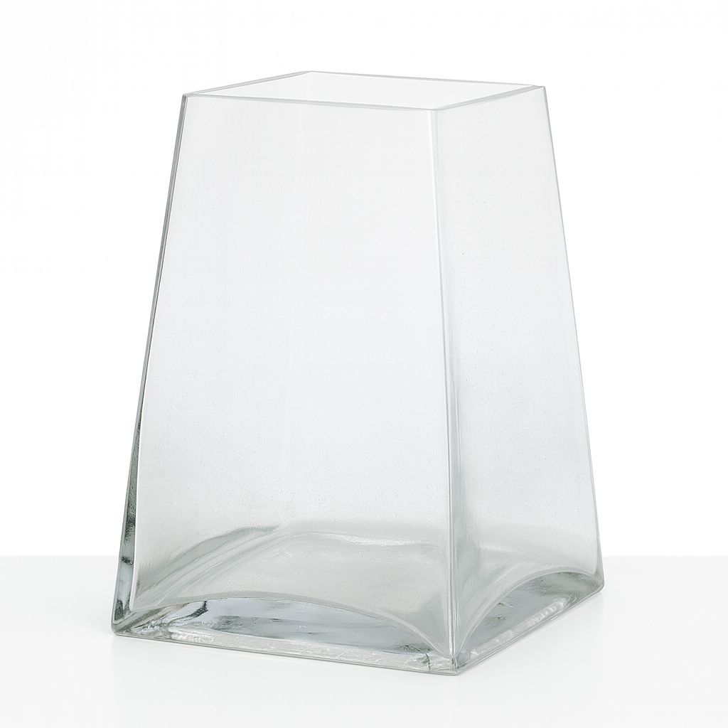 7”H X 6.25” X 4” OPEN SQUARE PYRAMID VASE