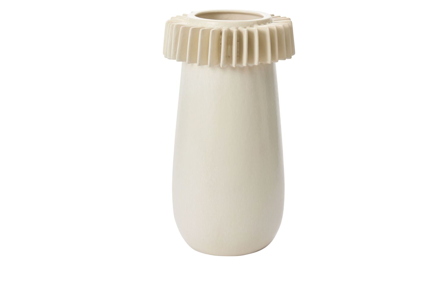 14"h x 7.75" OFF-WHITE CERAMIC RHYTHM VASE
