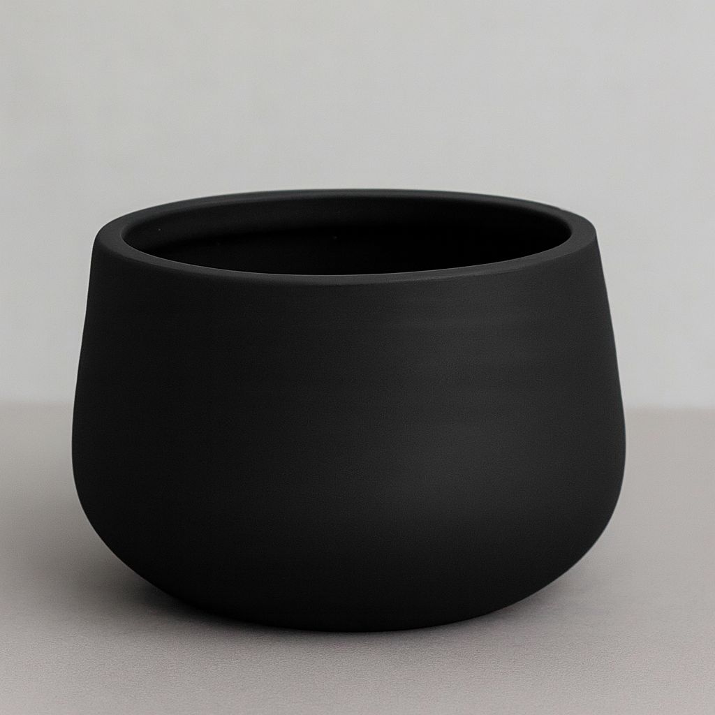 10"h x 19.75" FIBER CLAY BOWL PLANTER  BLACK