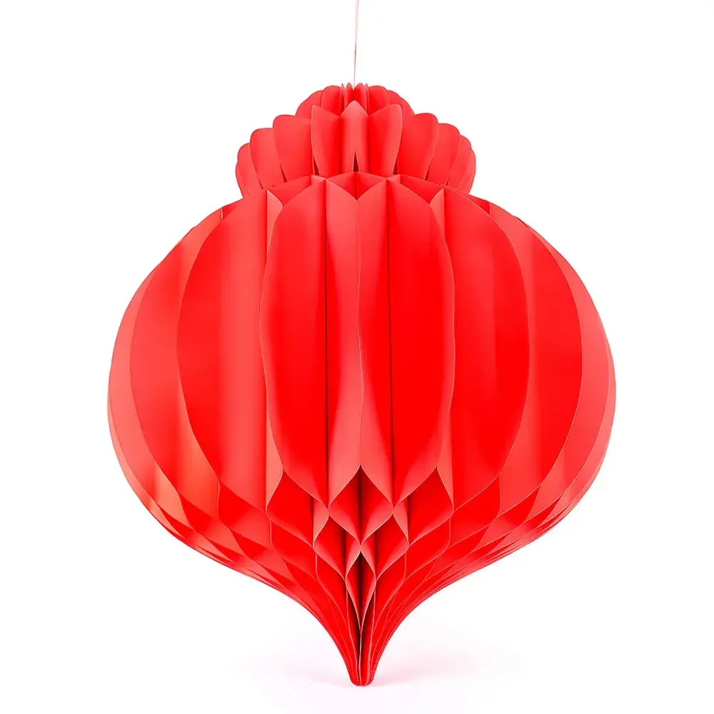 30.5”L RED HONEYCOMB PAPER ORNAMENT - GLOBAL SHAPE