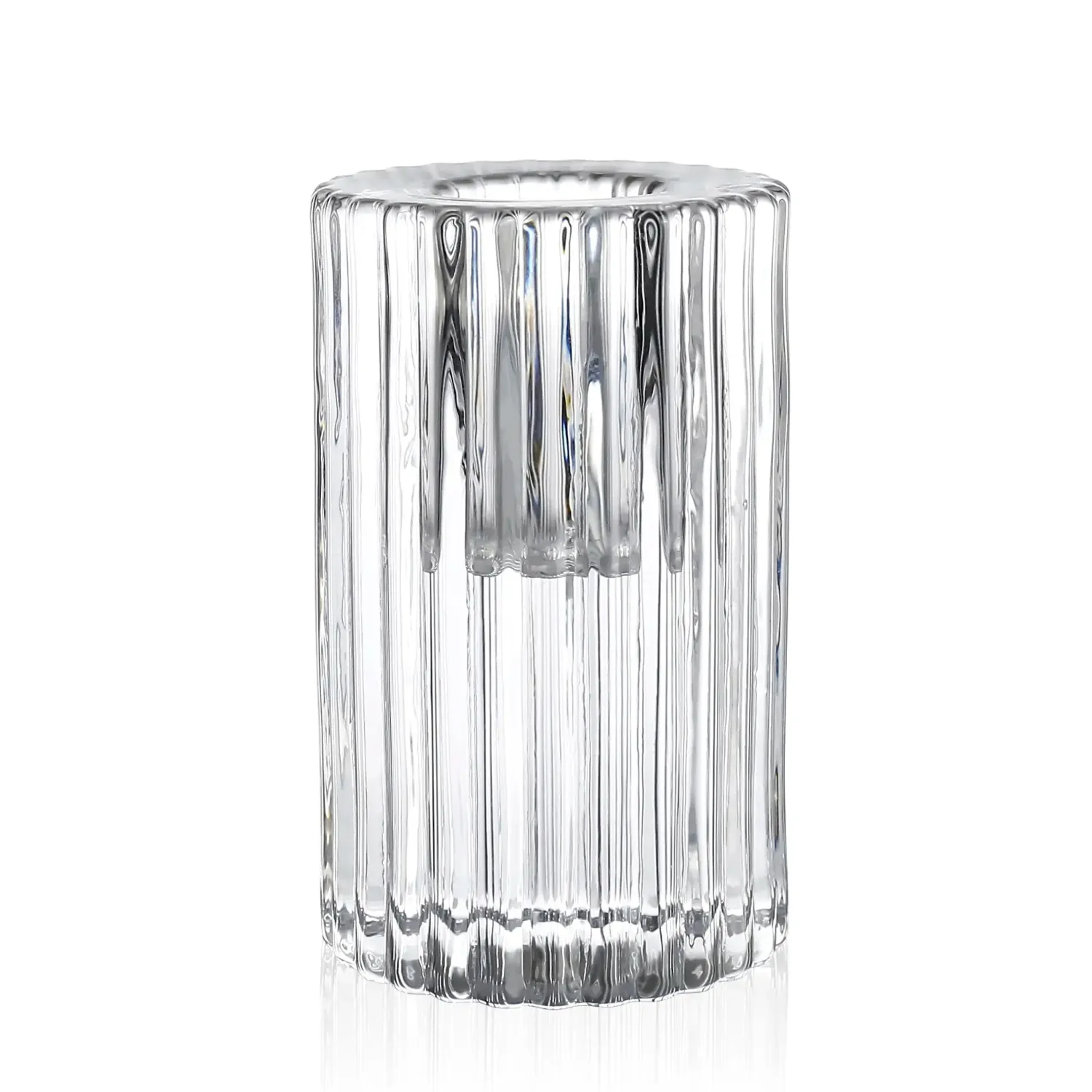 3.1”H X 2” GLASS EIFFEL TAPER CANDLE HOLDER