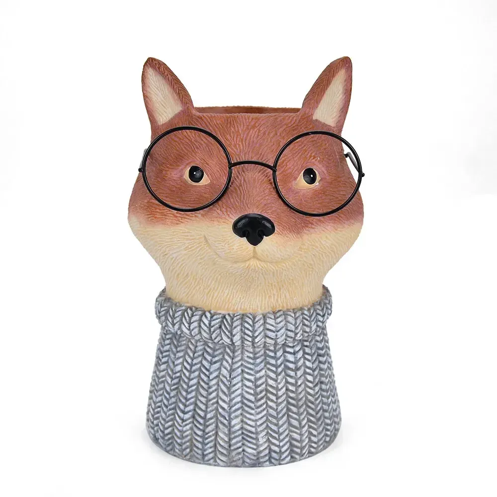 12"H X 8” FOX POT WITH GLASSES