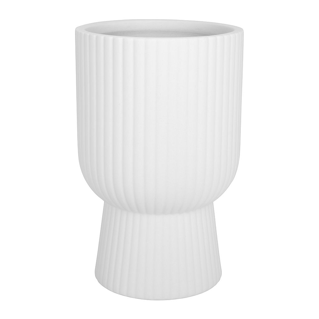 15.75"h x 9.75" RIBBED FIBERCLAY PLANTERS  WHITE