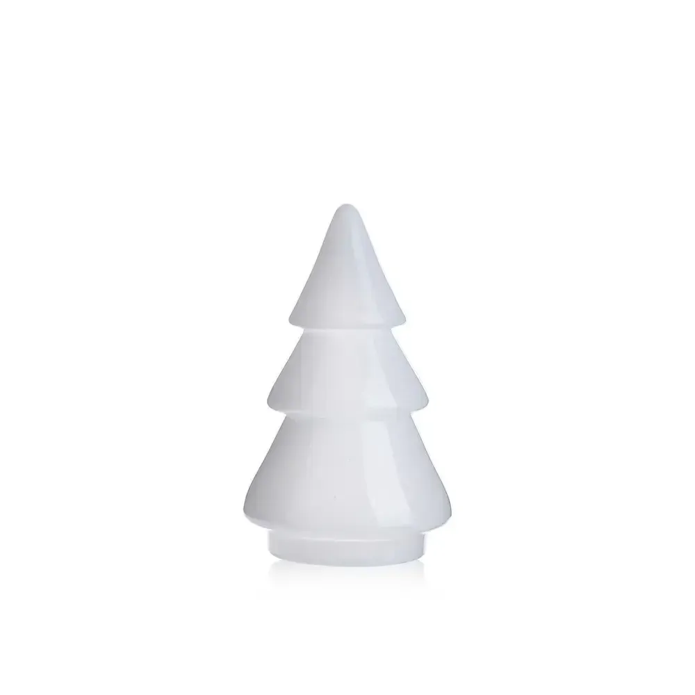 12”H X 7” WHITE GLASS CHRISTMAS TREE