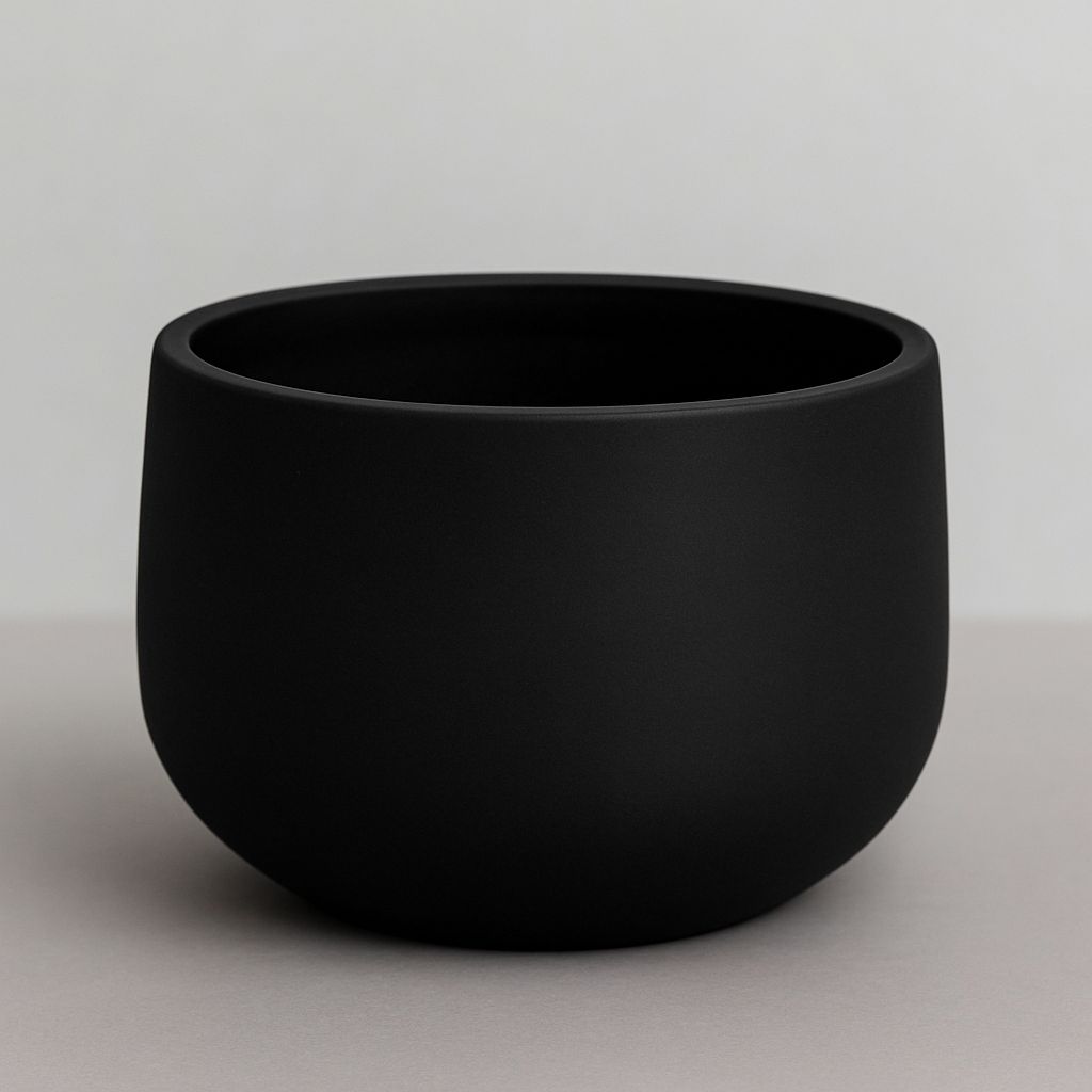 8"h x 15.75" FIBER CLAY BOWL PLANTER  BLACK