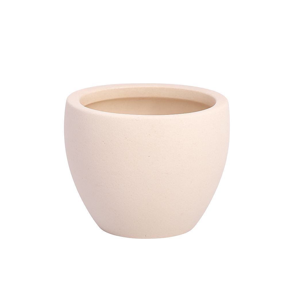 8.5"h x 10.25" CERAMIC PLANTER  LAVA FINISH WHITE