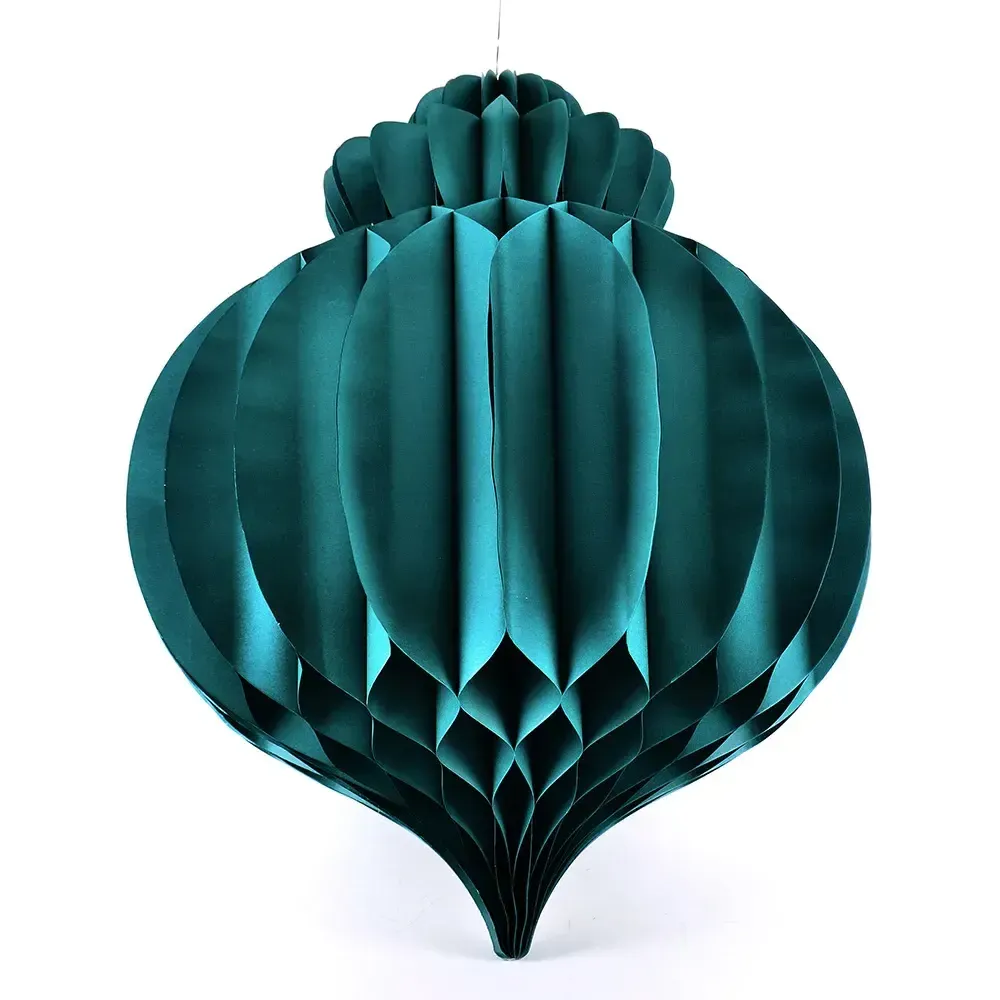 30.5”L GREEN HONEYCOMB PAPER ORNAMENT - GLOBAL SHAPE