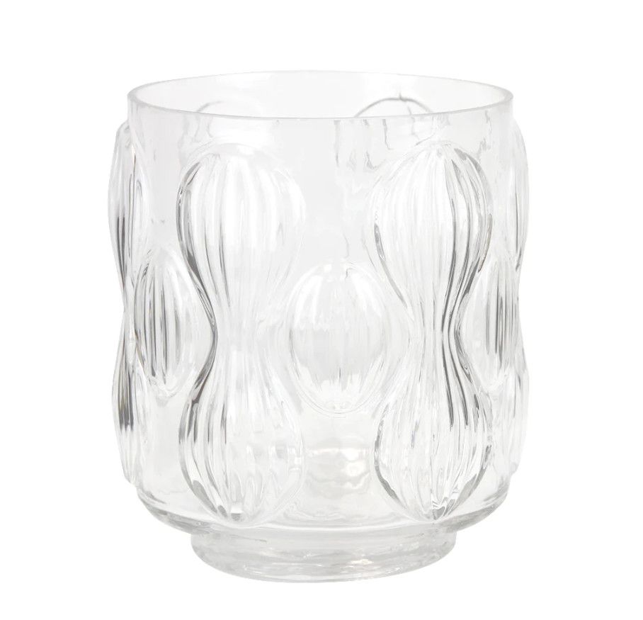 7”H X 6” CLEAR ART GLASS VASE