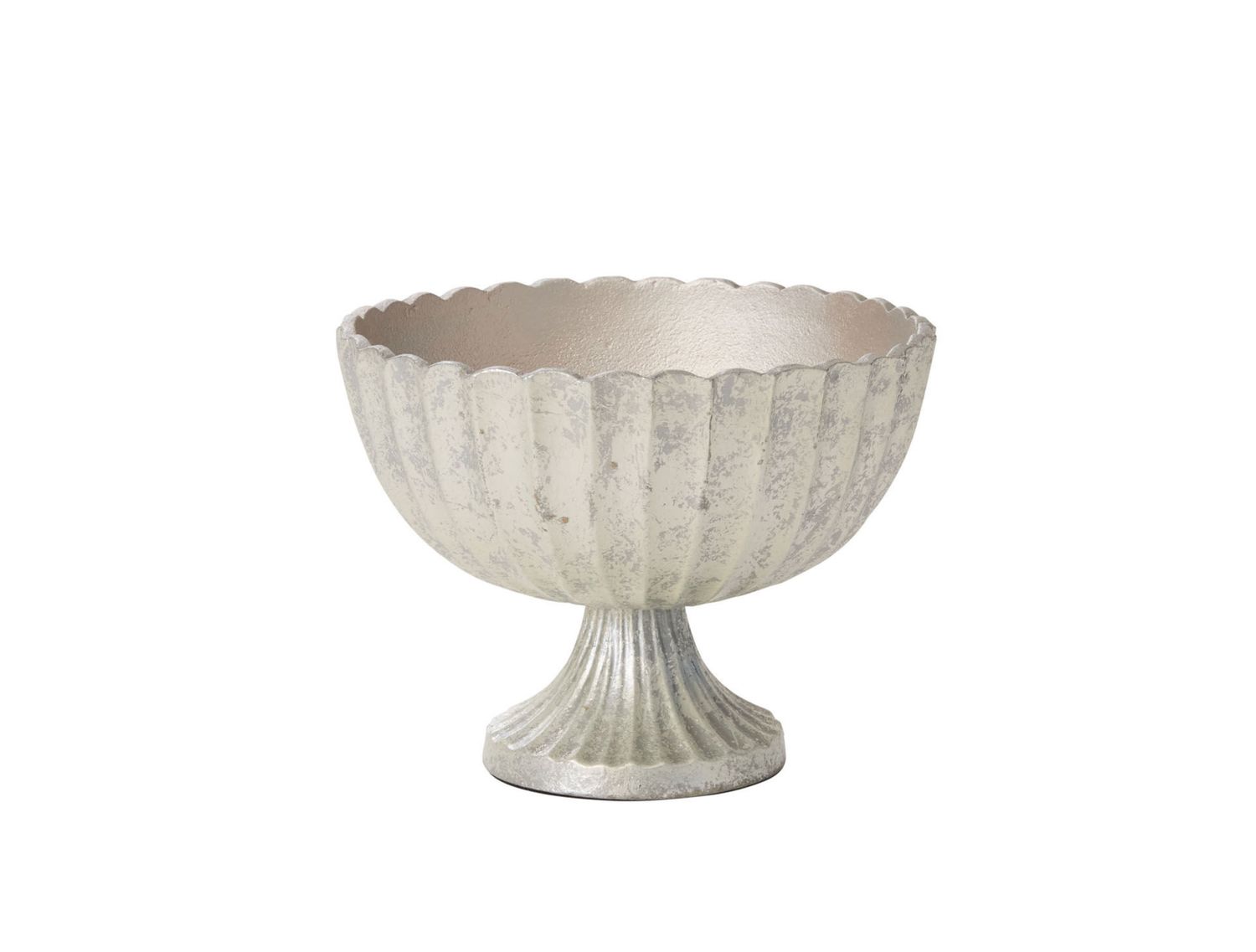 6.25"H X 8.5" SILVER METAL SCALLOP COMPOTE