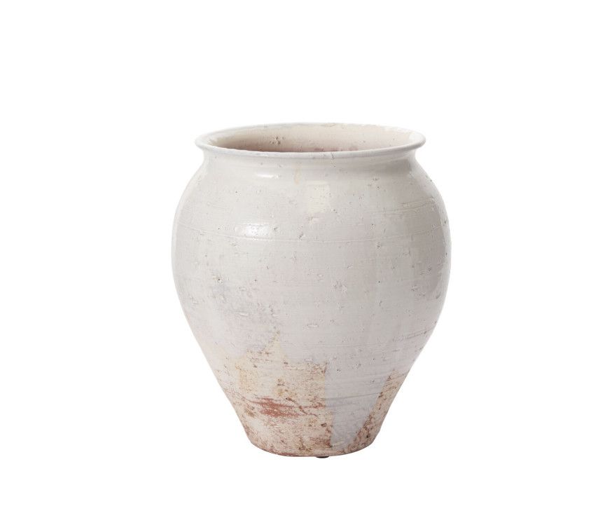 12”H X 11” OFF-WHITE CERAMIC ARTHUR VASE