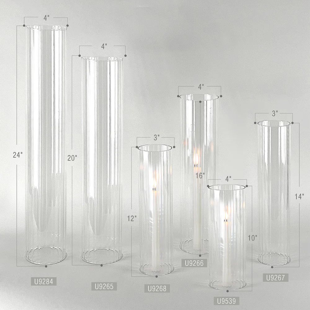 14”h x 3” PLEATED GLASS CHIMNEY