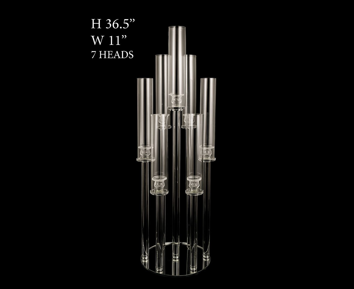 36.5”H X 11”D 7 HEAD CRYSTAL CLUSTER CANDELABRA
