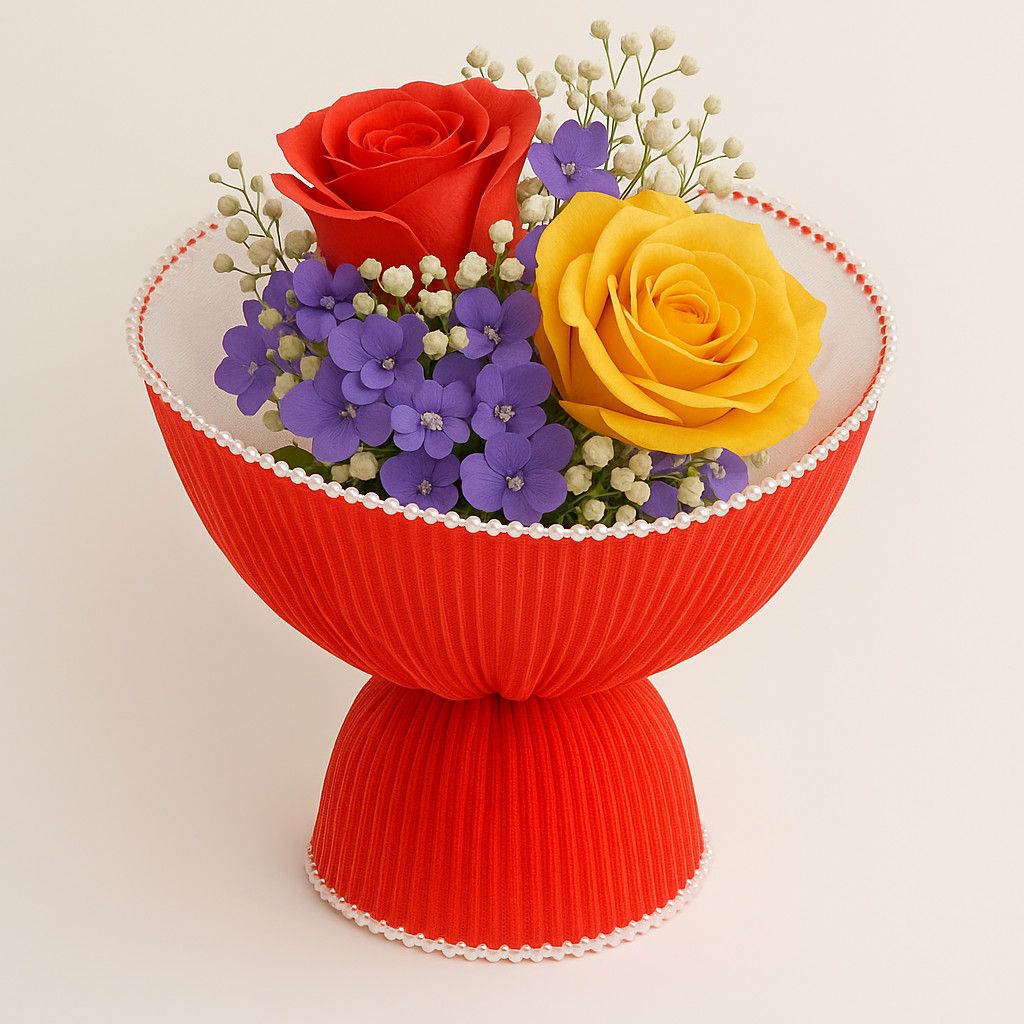 11” X 162” PEARL RED RUFFLED FLOWER PAPER