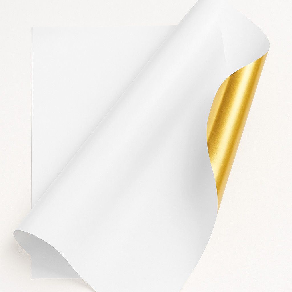 22.5" X 22.5" WHITE GILDED FLORAL PAPER GOLD ON ONE SIDE 20PER PACK
