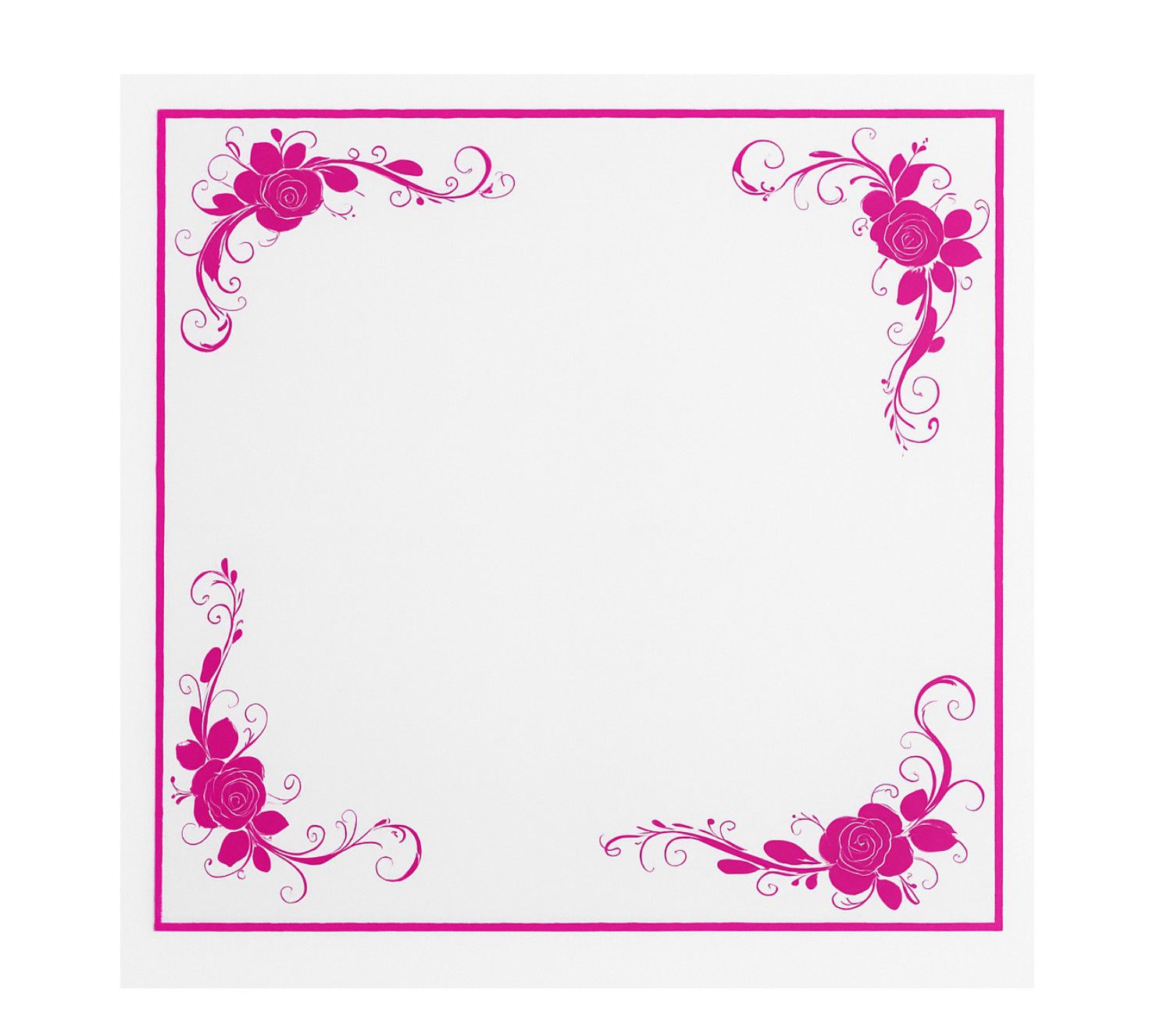 22.5" X 22.5" TRANSPARENT FUCHSIA DECORATIVE  CORNER FLORAL PAPER 20PER PACK