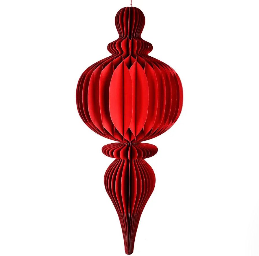 30.5”L RED HONEYCOMB PAPER ORNAMENT - FINIAL