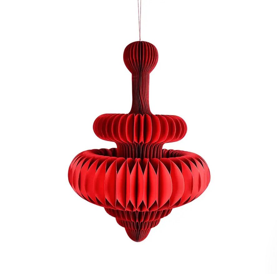 30.5”L RED HONEYCOMB PAPER ORNAMENT - SPIRE DROP